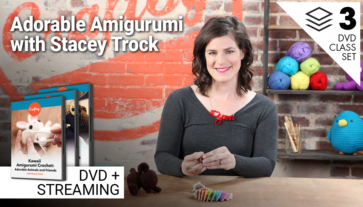 Kawaii Amigurumi Crochet-Adorablel Animals and Friends DVD set with a woman sewing at a table
