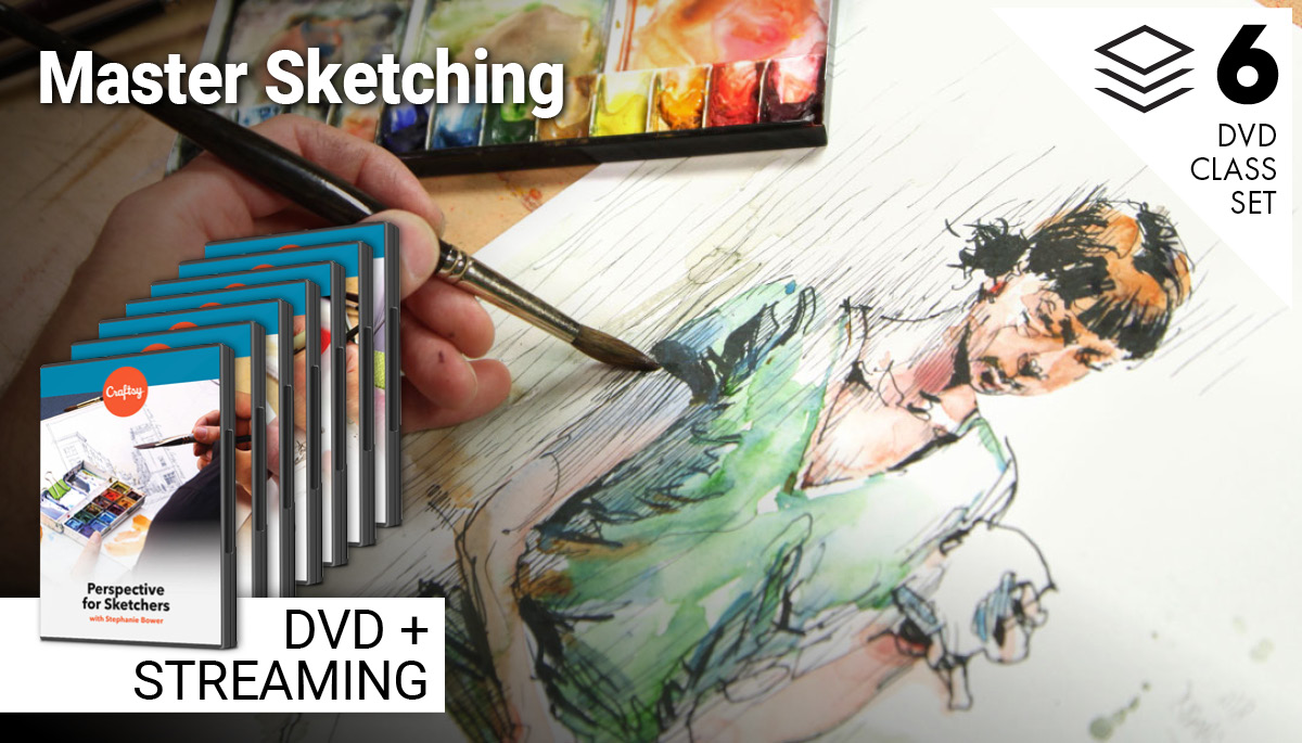 Sketching a woman and painting with watercolor